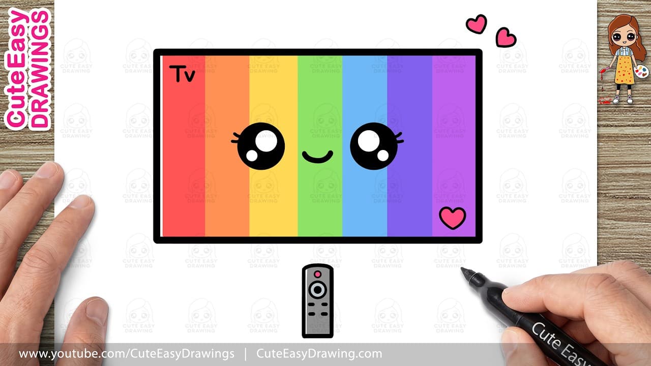 Preview of How to Draw a Cute Easy Smart TV | Kawaii Television Drawing for Kids and Toddlers | Drawing TV