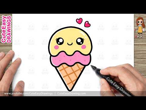 Preview of How to Draw an Ice Cream Cone | Kawaii Ice Cream Drawing for Kids & Toddlers!