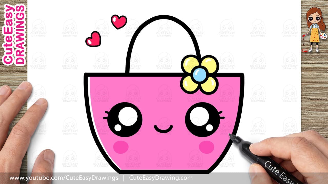 Preview of How to Draw a Cute Shopping Bag with Flower | Easy Drawing for Kids - 10