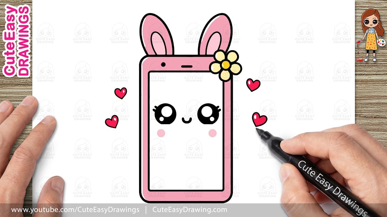Preview of How to Draw a Cute Mobile Phone | Bunny Ear Mobile Phone Drawing for Kids