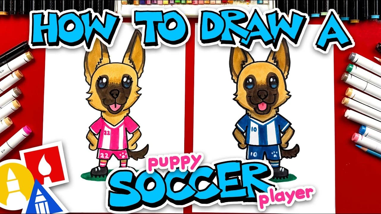 Preview of How To Draw A Puppy Soccer Player