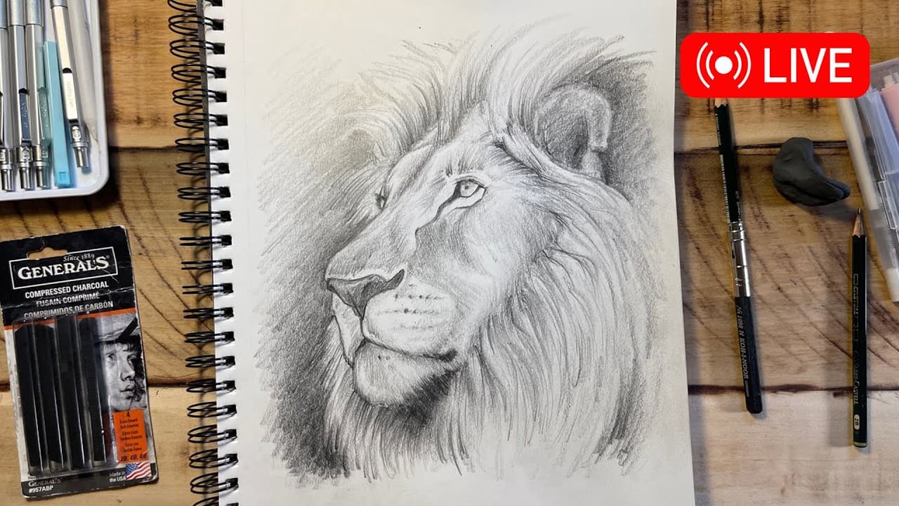 Preview of How to Draw a Lion 🔴 LIVE session 🔥