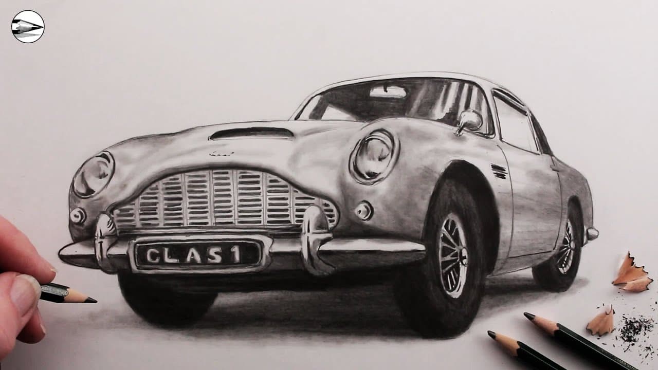 Preview of How to Draw a Realistic Car Narrated Drawing Tutorial: Aston Martin DB5