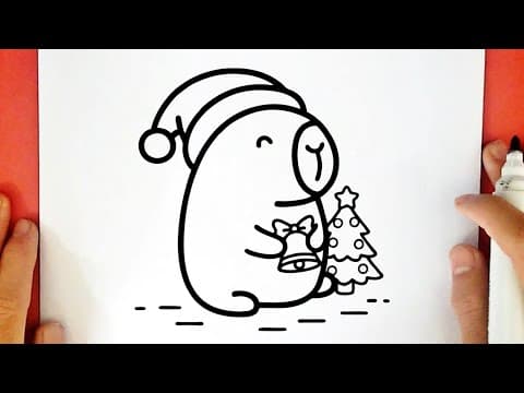 Preview of How to DRAW a CUTE CHRISTMAS CAPYBARA