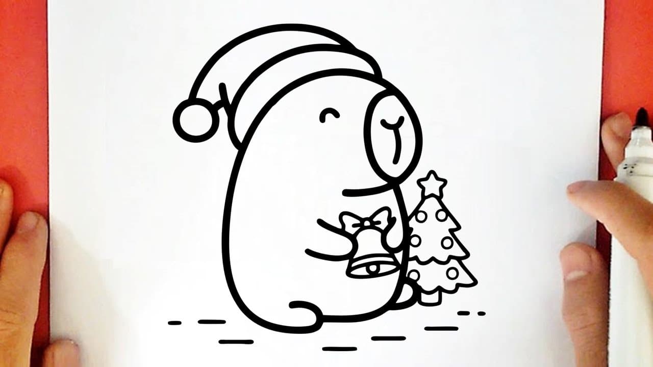 Preview of How to DRAW a CUTE CHRISTMAS CAPYBARA