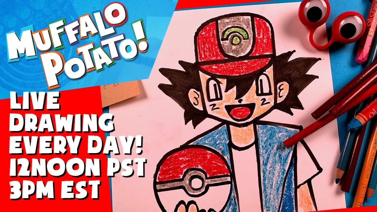 Preview of How To Draw ASH from POKEMON! #withme MUFFALO POTATO