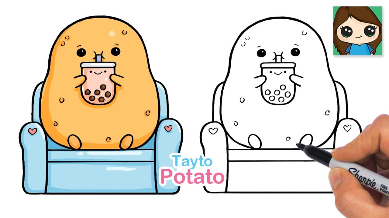Preview of How to Draw Tayto Potato Drinking Boba Drink