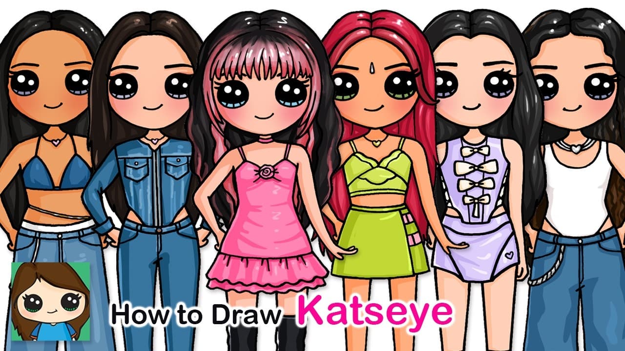 Preview of How to Draw Katseye Girl Group 💓 Lara, Megan, Sophia, Daniela, Yoonchae, Manon