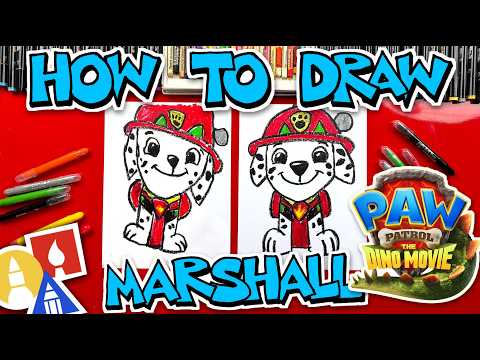 Preview of How To Draw Marshall From PAW Patrol: The Dino Movie