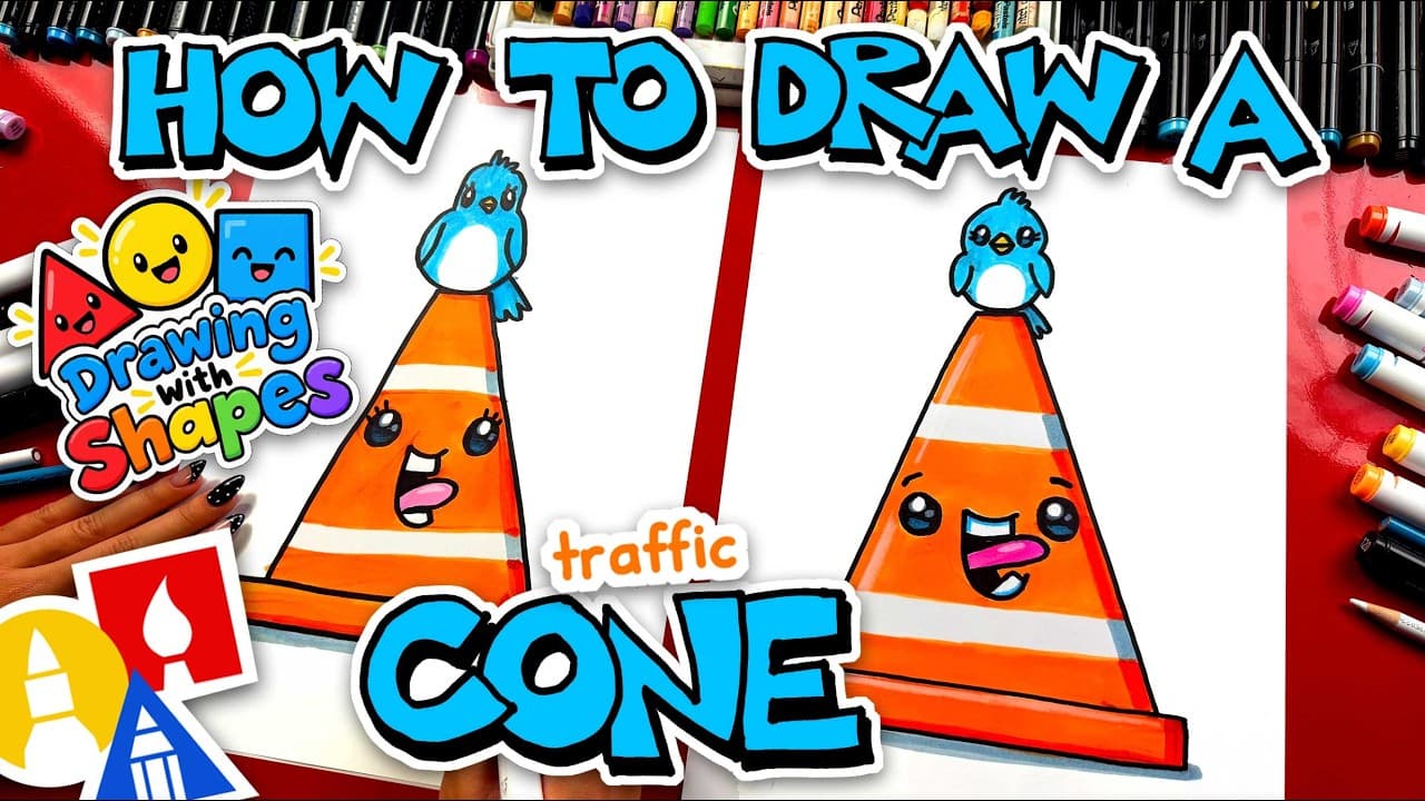 Preview of How To Draw A Traffic Cone - Drawing With Shapes