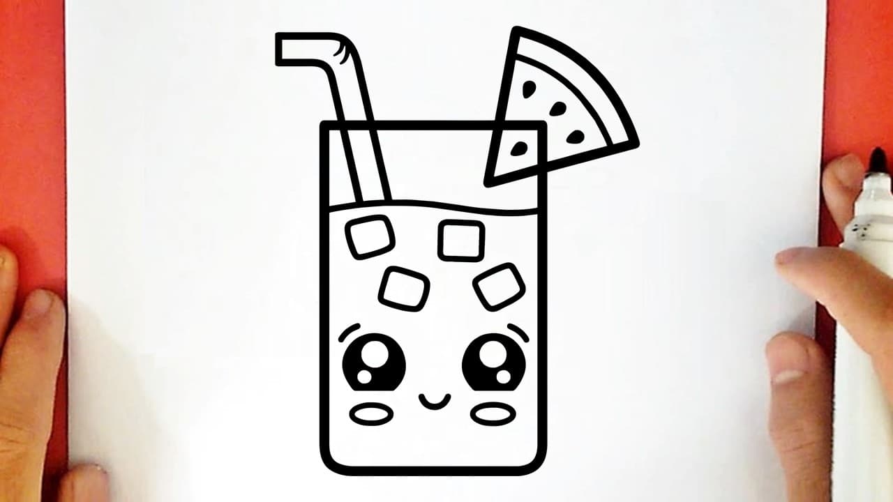 Preview of How to draw a CUTE GLASS OF WATERMELON JUICE