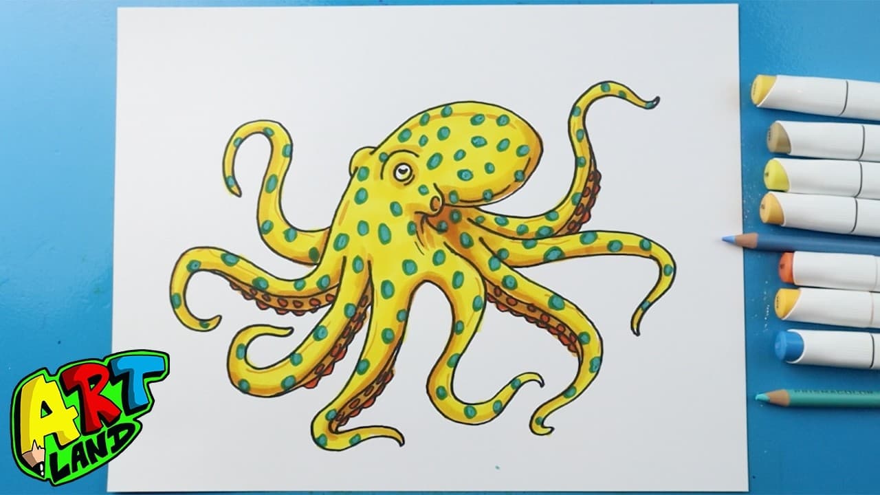 Preview of How to Draw a Blue Ring Octopus