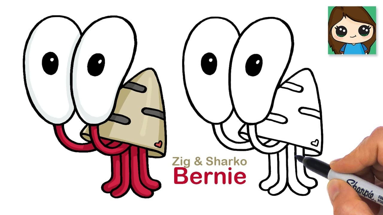 Preview of How to Draw Bernie Hermit Crab | Zig and Sharko