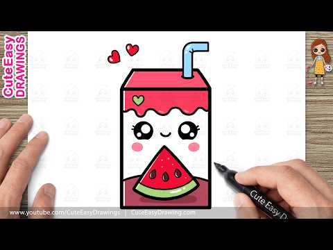 Preview of How to Draw a Cute Watermelon Juice Easy | Kawaii Watermelon Drink Drawing for Kids and Toddlers!