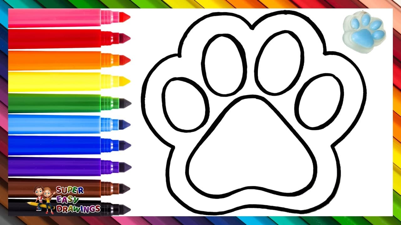 Preview of Draw and Color a Paw Squishy 🐾🌈 Drawings for Kids