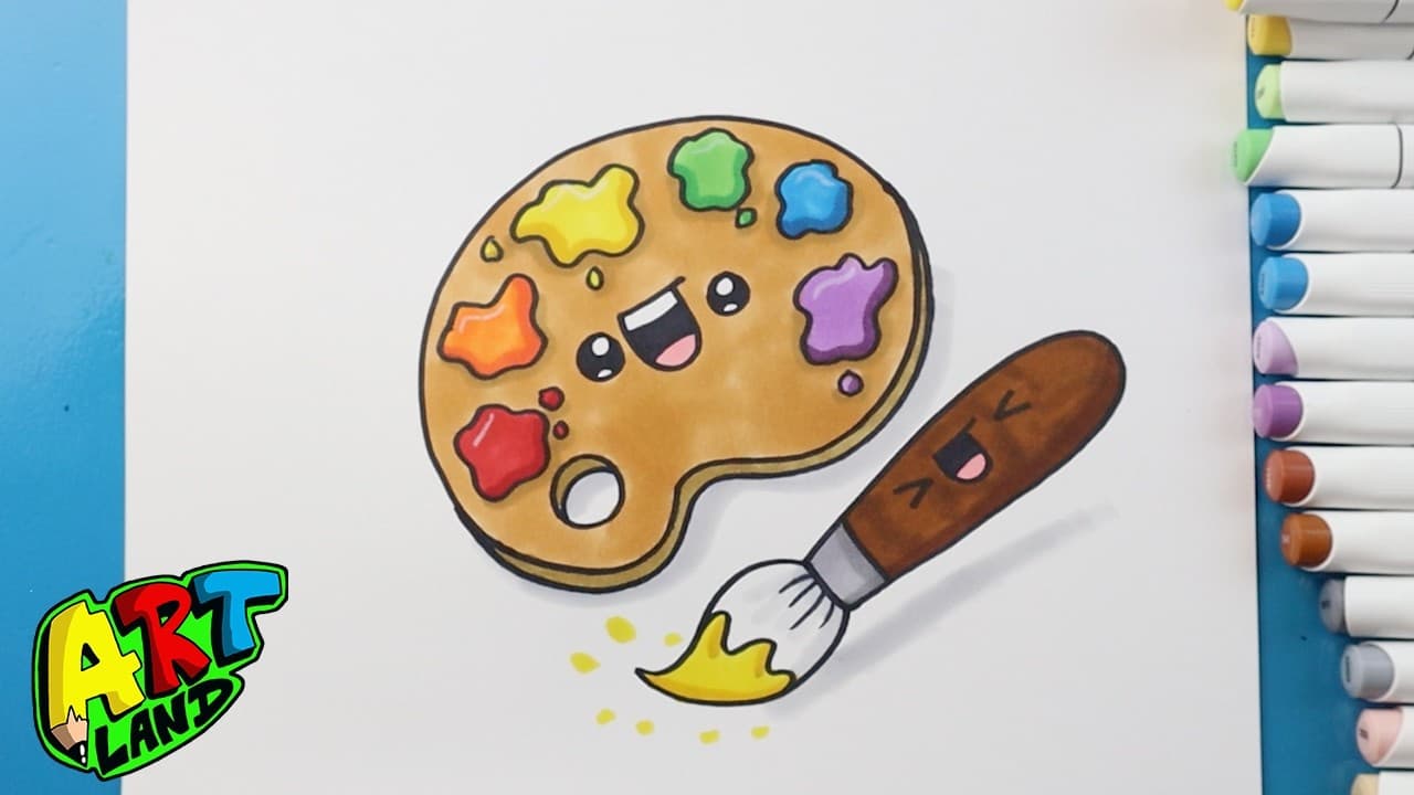 Preview of How to Draw a Paint Brush and Paint Palette