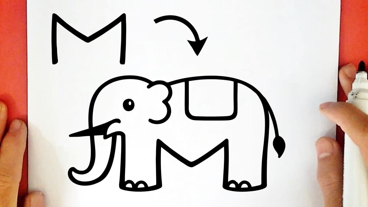 Preview of How to draw an ELEPHANT from the Letter M