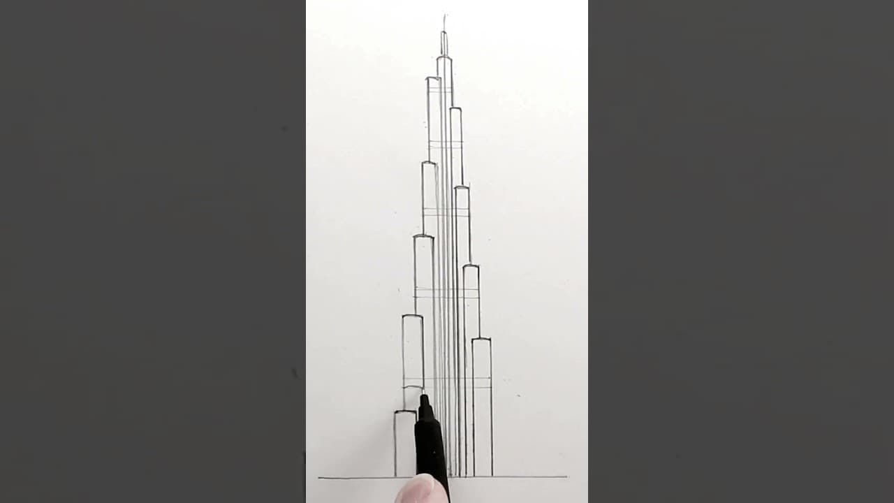 Preview of How to Draw the Burj Khalifa, the world's Tallest Building #circlelineartschool  #drawingtips
