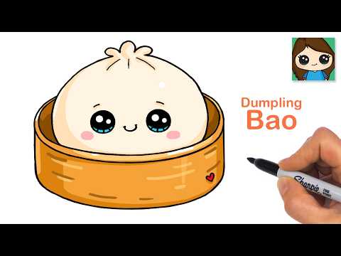 Preview of How to Draw a Steamed Bao Dumpling Dim Sum 🥟 Cute Food Art