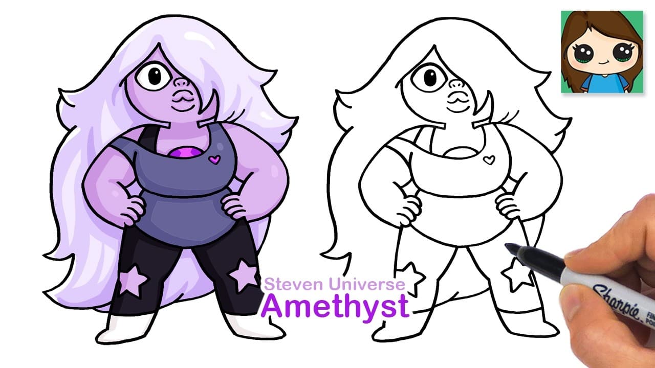 Preview of How to Draw Amethyst | Steven Universe | Relaxing Cartoon Girl Character Art