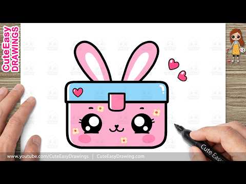 Preview of How to Draw a Cute Bunny Lunchbox Easy Step-by-Step | Kawaii Lunchbox Drawing for Kids & Toddlers!