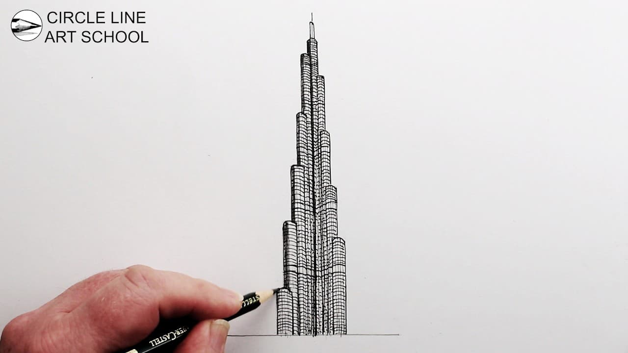 Preview of Burj Khalifa Drawing Tutorial | Easy Method