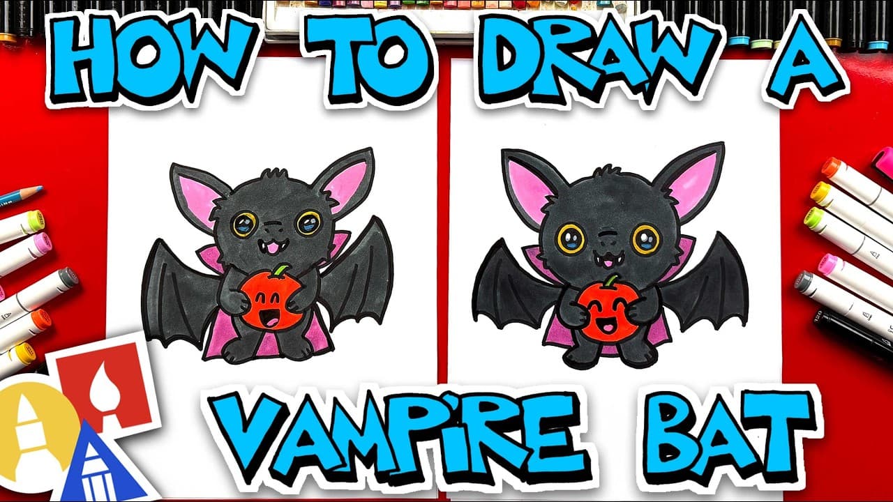 Preview of How To Draw A Vampire Bat Holding A Pumpkin