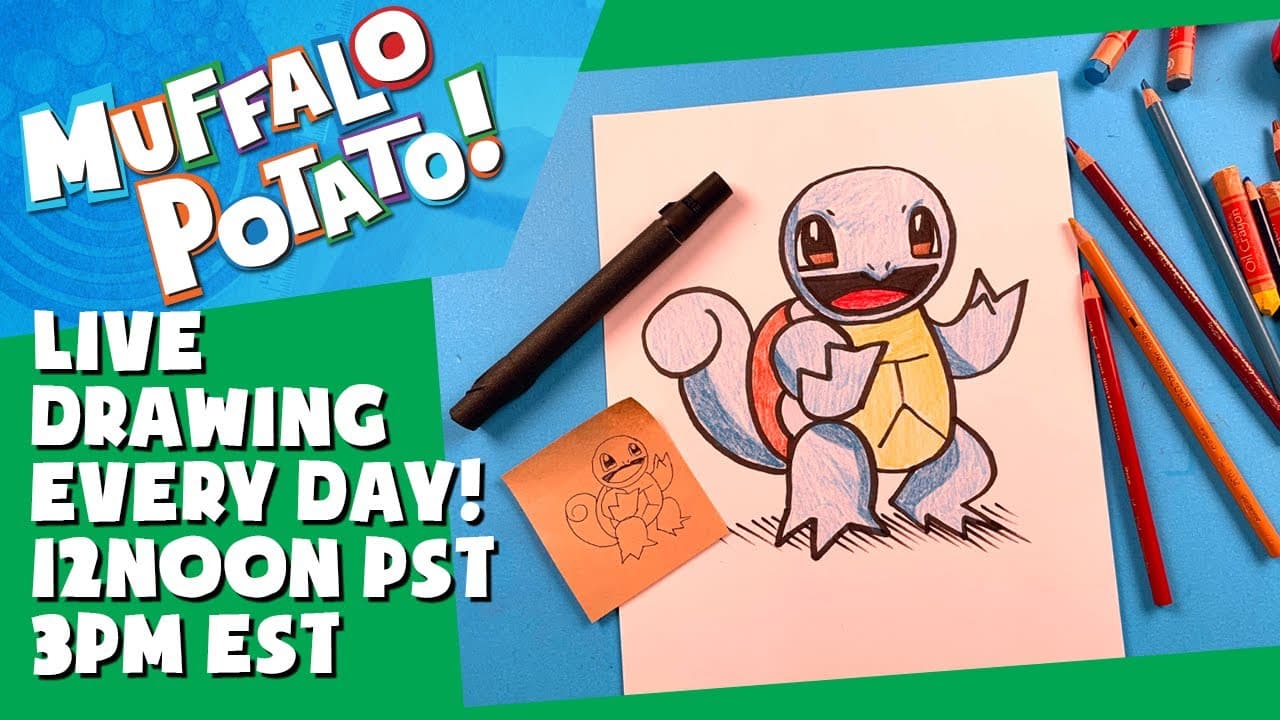 Preview of How To Draw SQUIRTLE from POKEMON! #withme MUFFALO POTATO