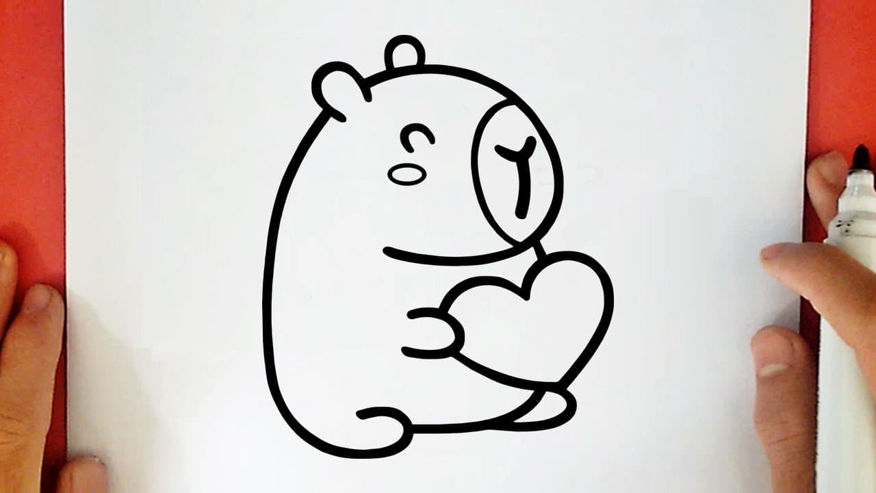 Preview of HOW TO DRAW A CUTE CAPYBARA HOLDING A HEART