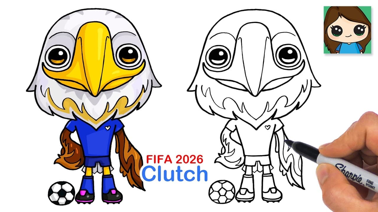Preview of How to Draw Clutch the Eagle | FIFA Soccer World Cup USA Mascot | Relaxing Follow Along Hobby