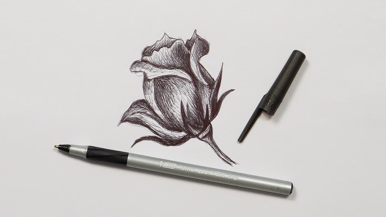 Preview of How To Draw A Rose | Step-by-Step Ballpoint Pen Drawing Tutorial!