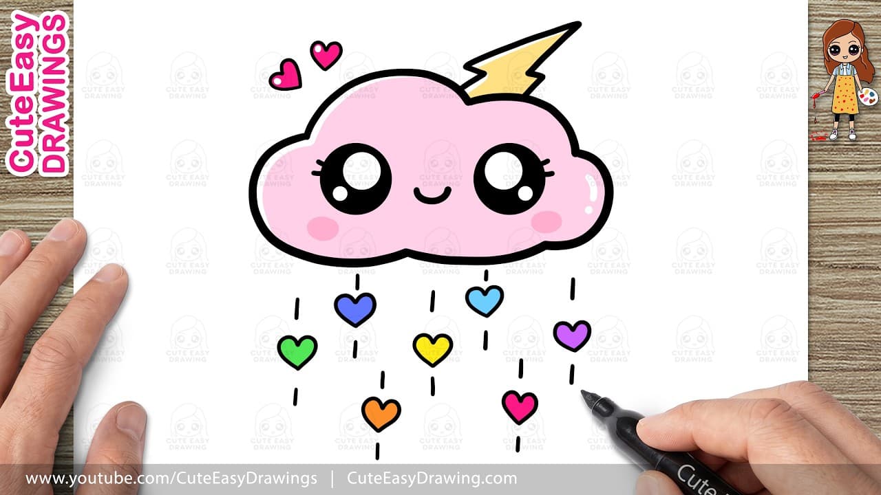 Preview of How to Draw a Cute Unicorn Rain Cloud | Easy Kawaii Drawing for Kids & Toddlers!
