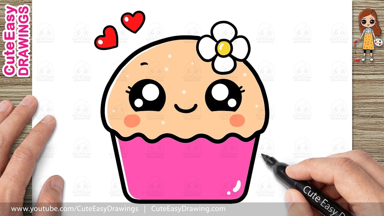 Preview of How to Draw a Cute Cupcake - Easy Step-by-Step Drawing and Coloring for Kids and Toddlers!