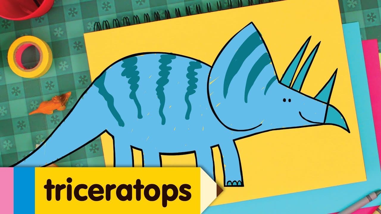 Preview of How To Draw A Triceratops | Dinosaur Drawing Lesson for Kids | Step By Step