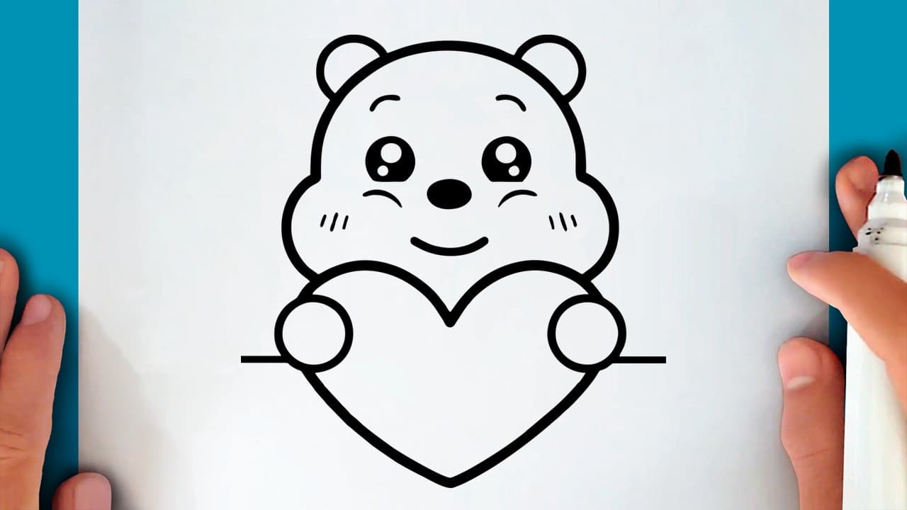Preview of How to draw a CUTE TEDDY BEAR with a HEART