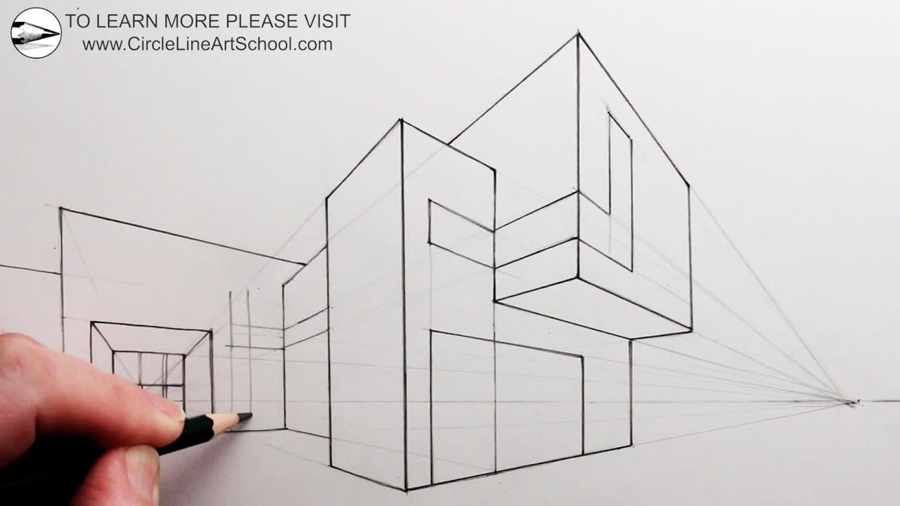 Preview of How to Draw a Building using Two-Point Perspective: Narrated Tutorial for Beginners