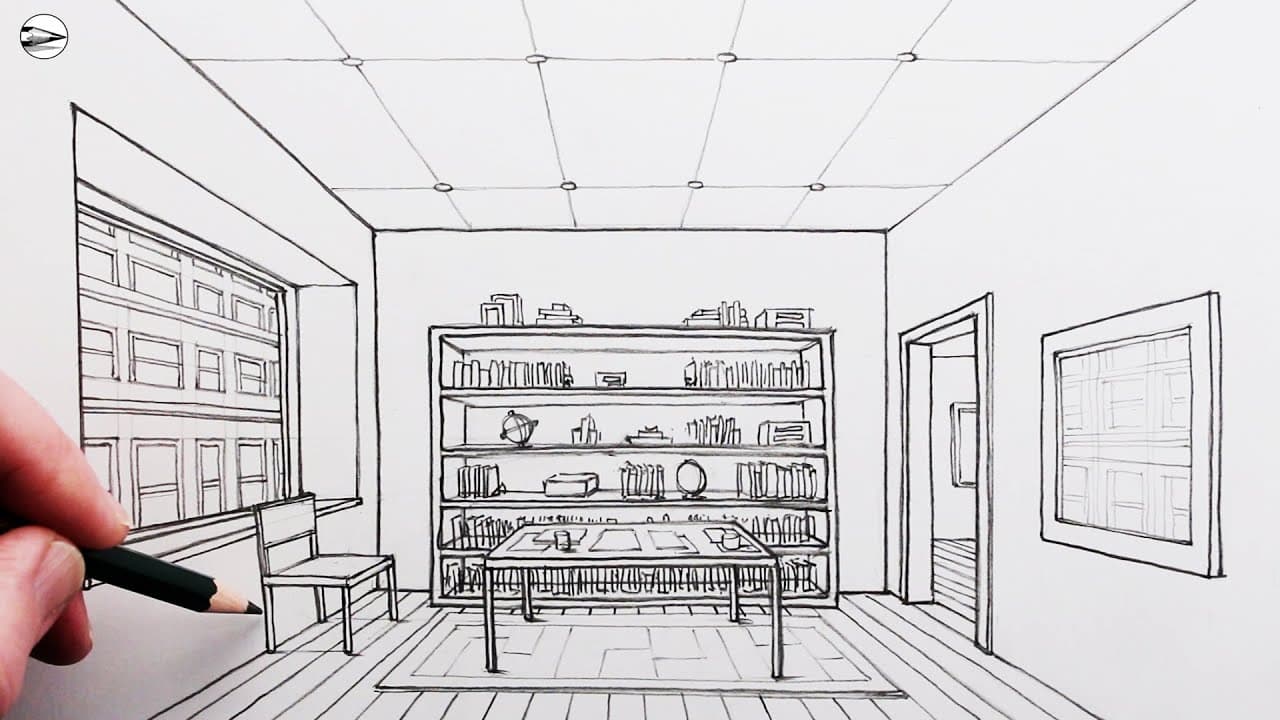 Preview of How to Draw a Room with One-Point Perspective: Draw a Furnished Room
