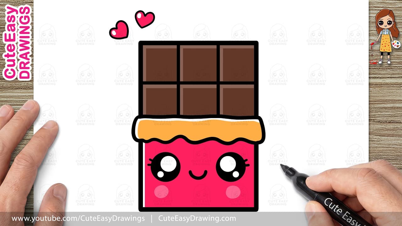 Preview of How to Draw a Cute Chocolate Bar Easy Step by Step | Kawaii Chocolate Drawing for Kids and Toddlers!