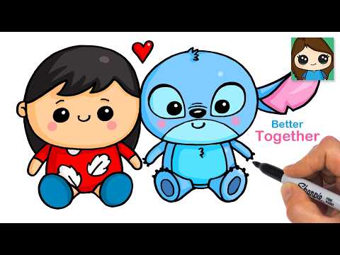 Preview of How to Draw Lilo and Stitch ❤️ Hallmark Better Together