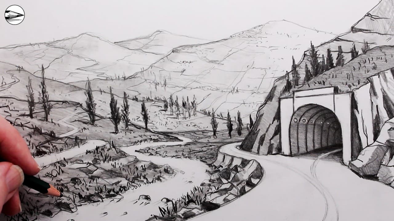 Preview of How to Draw a Road Through Mountains