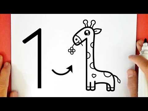 Preview of How to draw a CUTE GIRAFFE using NUMBER 1