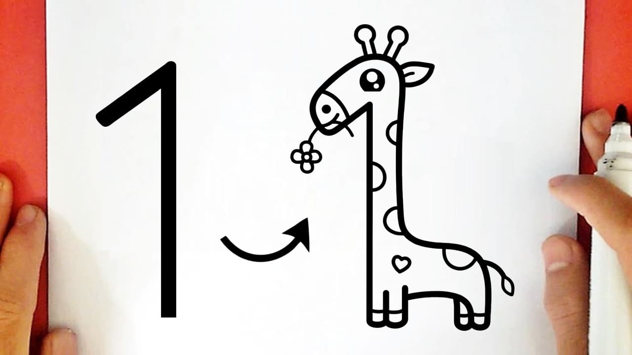 Preview of How to draw a CUTE GIRAFFE using NUMBER 1