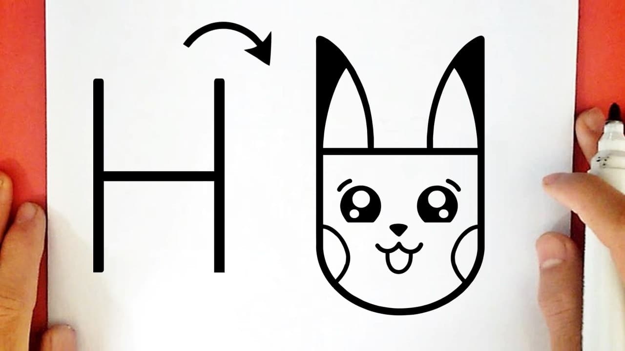 Preview of How to draw CUTE PIKACHU using LETTER H