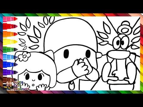 Preview of Draw and Color Pocoyó and His Friends in the Bathroom 🚽 👶👧🦆 Drawings for Kids