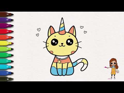 Preview of How to Draw Cute Cat |  Caticorn Drawing Simple and Easy Step by Step