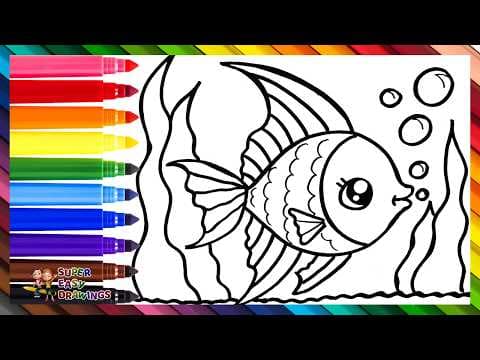 Preview of Draw And Color A Cute Fish 🐠🌈 Drawings For Kids