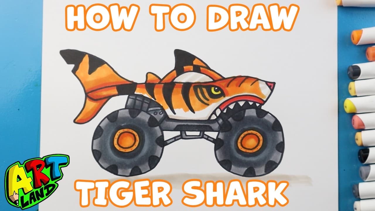 Preview of How to Draw Tiger Shark | Hot Wheels Monster Trucks