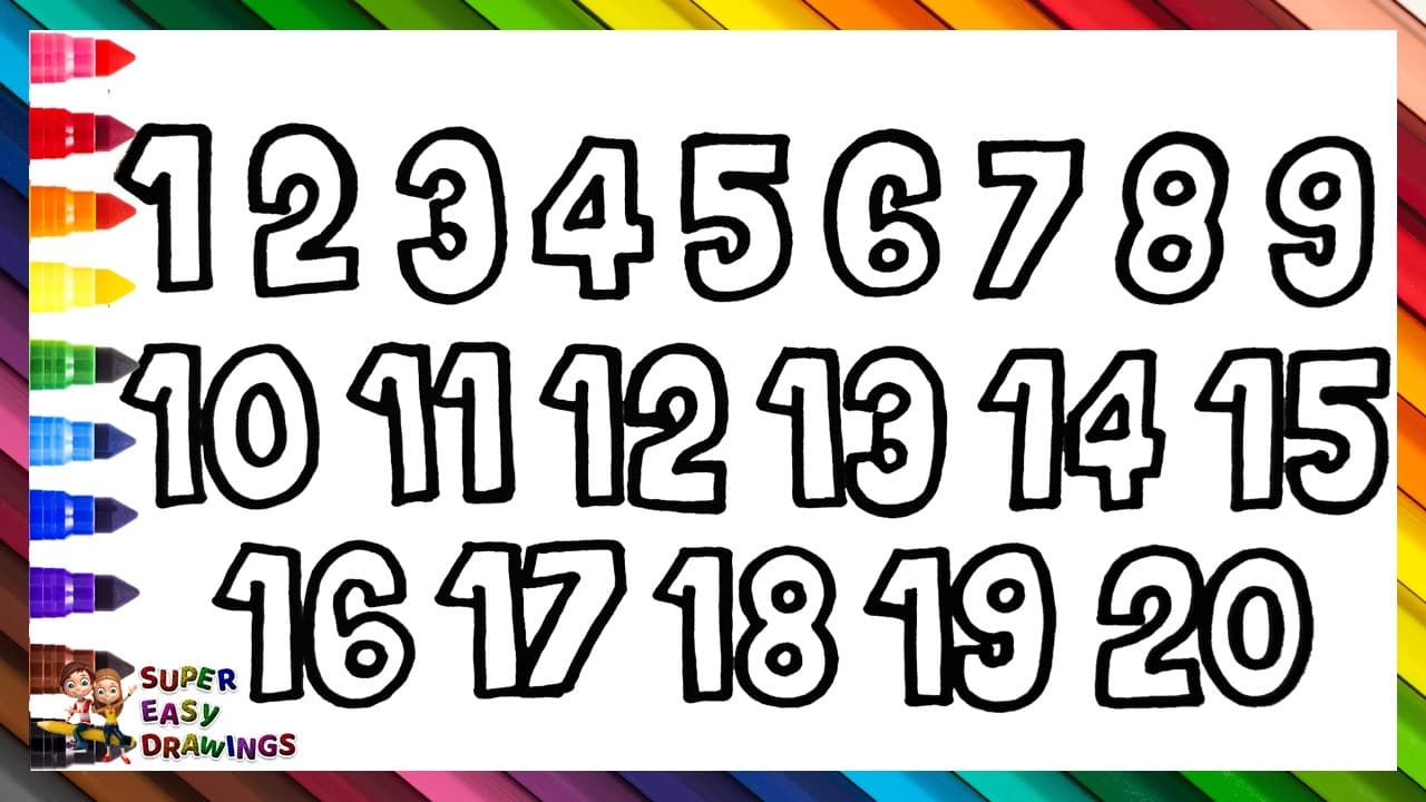 Preview of Draw and Color the Numbers from 1 to 20 1️⃣ -2️⃣0️⃣ 🎨 Learn Colors and Numbers 🌈 Drawings for Kids