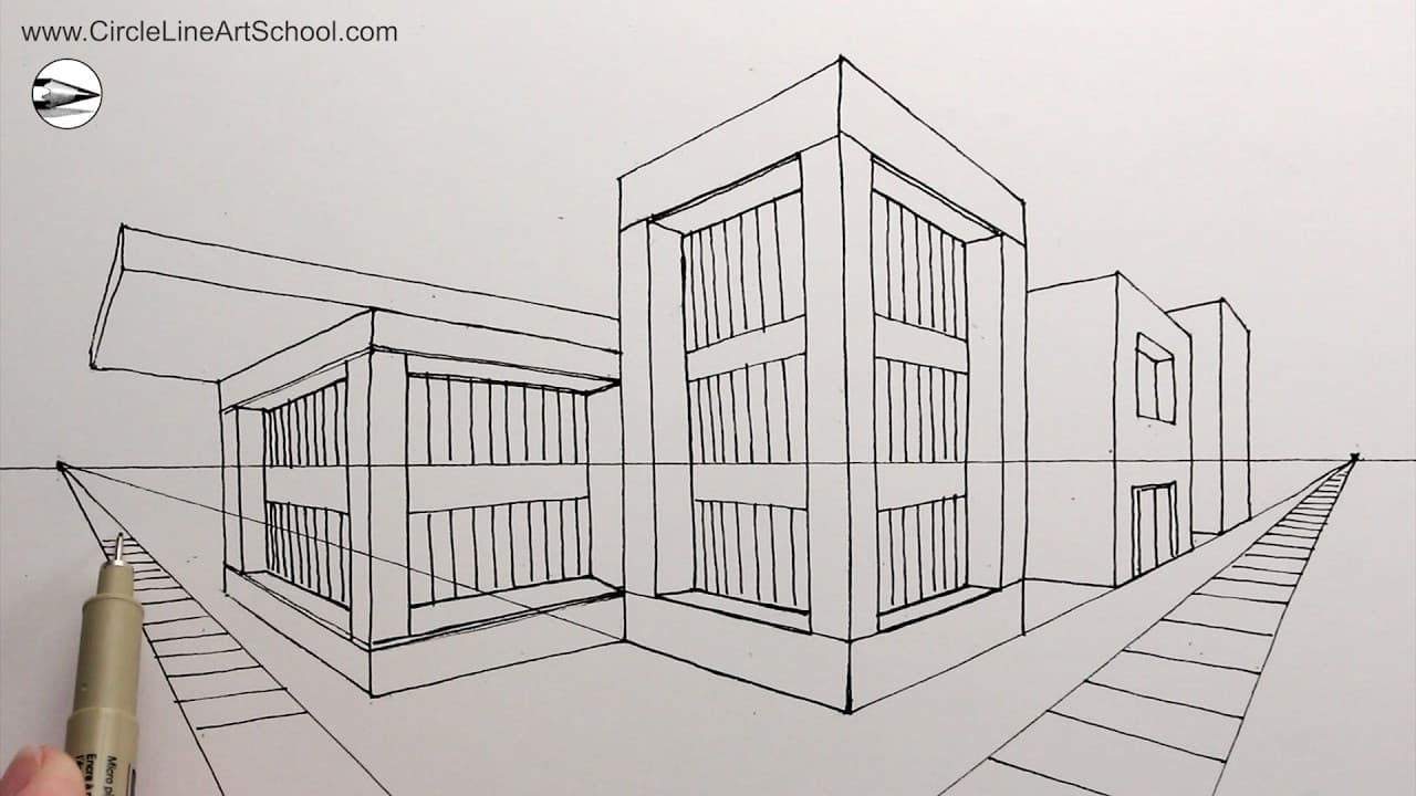 Preview of Learn to Draw Buildings using Two-Point Perspective: Narrated for Beginners