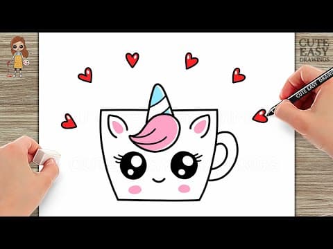 Preview of How to Draw Cute Unicorn Cup Step by Step Easy